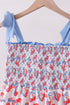 Blue cherry smocked tiered mom&me dress