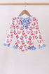 Blue cherry print rashguard