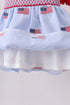 Blue flag embroidery seersucker bloomer set