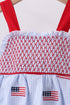 Blue flag embroidery seersucker ruffle dress