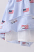 Blue flag embroidery seersucker ruffle dress