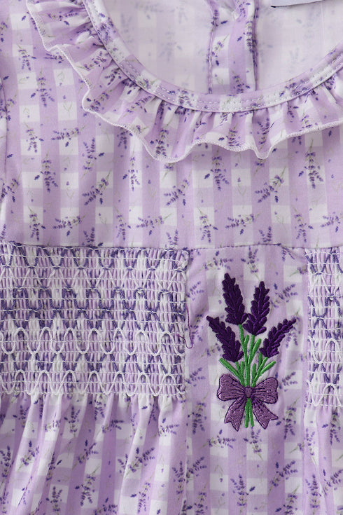 Lavender floral smocked ruffle dress