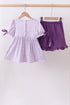 Lavender floral smocked ruffle shorts set