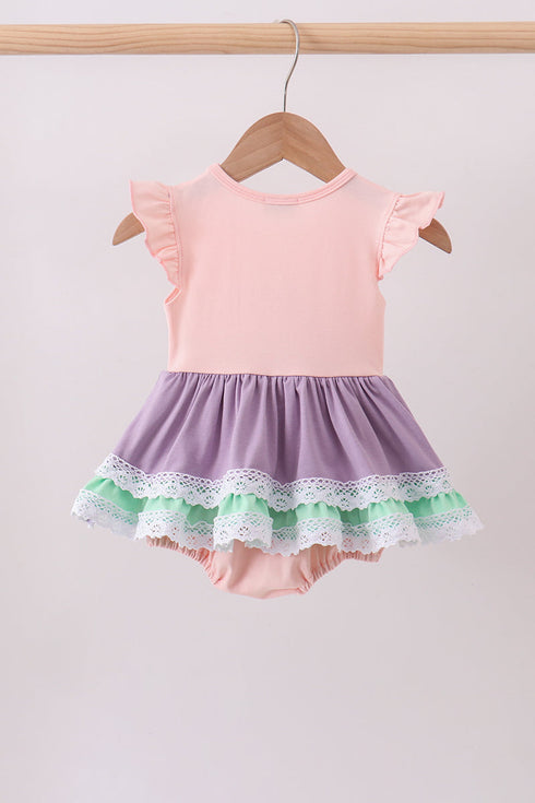 Purple lace rainbow ruffle bubble