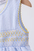 Blue lemon embroidery seersucker dress