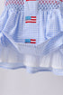 Blue flag smocked woven gingham bloomer set
