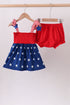 Blue star smocked bloomer set