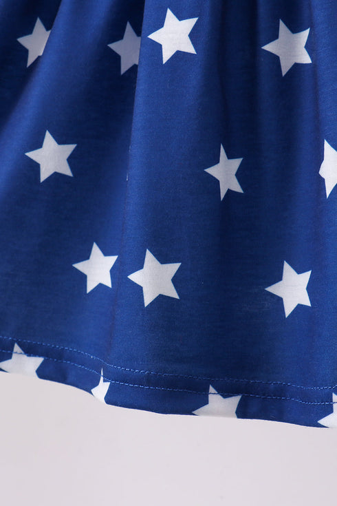 Blue star smocked ruffle shorts set