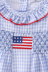 Blue flag smocked ruffle bubble