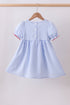 Blue flag smocked ruffle dress