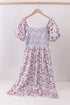 Blue floral smocked dress