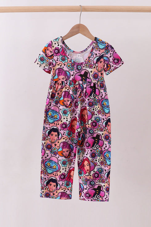 Purple character bamboo jumpsuit