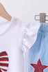 Blue bow star sequin skort set