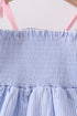 Blue Stripe Bow Smocked Seersucker Ruffle Shorts Set