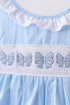 Blue Bow Smocked Embroidered Jacquard Set