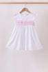 White Bow Smocked Jacquard Dress