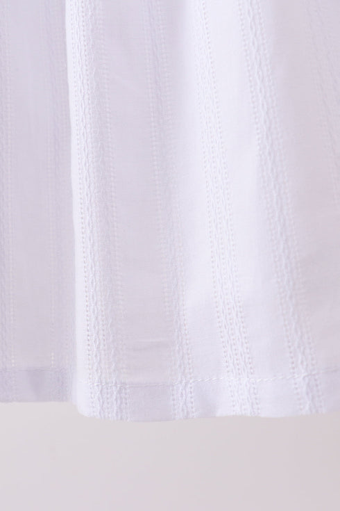 White Bow Smocked Jacquard Dress
