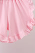 White Bow Smocked Jacquard Ruffle Shorts Set