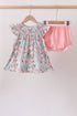 Pink Floral Smocked Bloomer Set