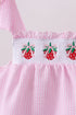 Pink stripe seersucker strawberry smocked bloomer set