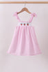 Pink stripe seersucker strawberry smocked dress