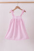 Pink stripe seersucker strawberry smocked dress
