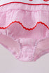 Pink stripe seersucker strawberry smocked one-piece swimsuit