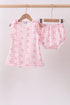 Pink bow print scalloped bloomer set