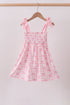 Pink bow smocked ruffle dress