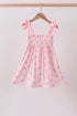 Pink bow smocked ruffle dress
