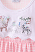 Pink Gingham Animal Embroidered Set