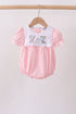 Pink Gingham Animal Embroidered Bubble
