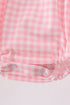 Pink Gingham Animal Embroidered Bubble