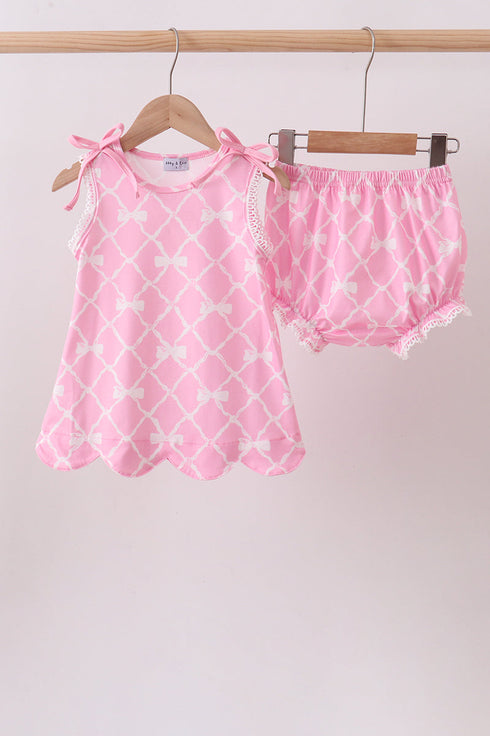 Pink Bow Bloomer Set