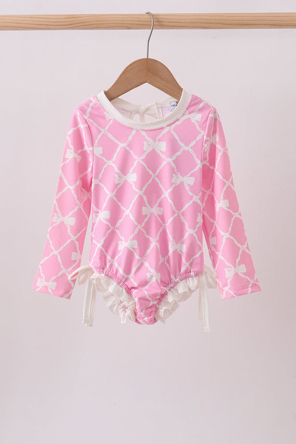 Pink Bow UPF rashguard