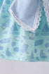 Blue beach print bow ruffle shorts set
