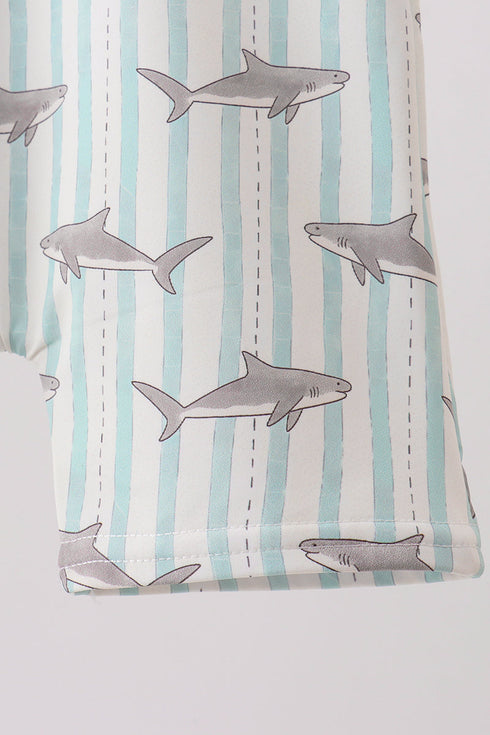 Green Stripe Shark UPF Swim One-Piece