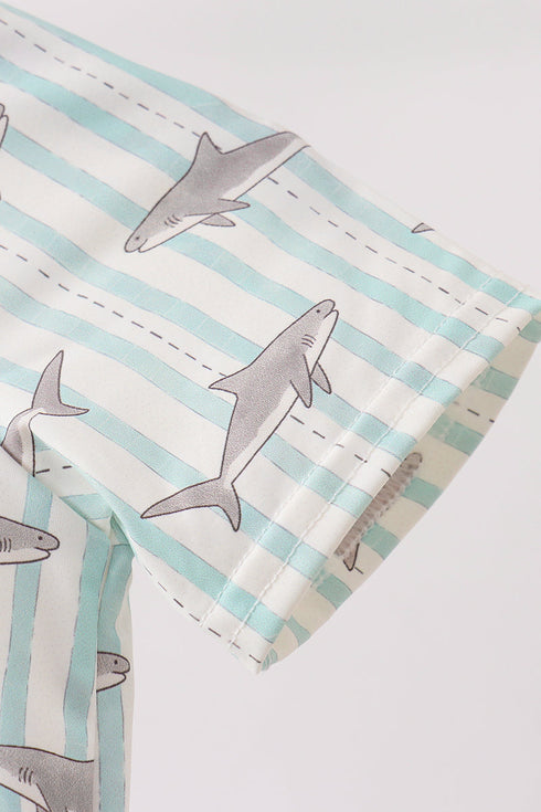 Green Stripe Shark UPF Swim One-Piece