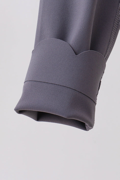 Gray Scalloped Yoga Active Leggings