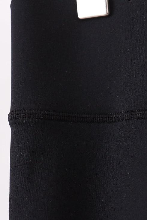 Black Scalloped Mom Yoga Active Leggings
