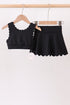 Black Scalloped Yoga Skorts Set