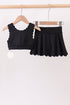 Black Scalloped Yoga Skorts Set