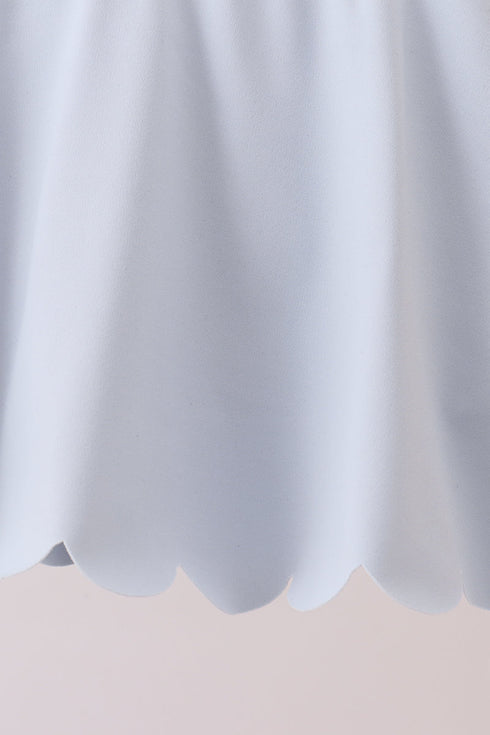 Blue Scalloped Yoga Skorts Set