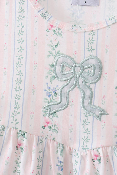 Bow Floral Applique Bloomer Set