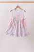 Pink Floral Bow Applique Bow Dress