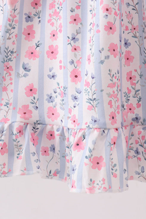 Pink Floral Bow Applique Bow Dress