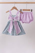Purple floral print bow bloomer set