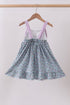 Purple floral print bow ruffle dress