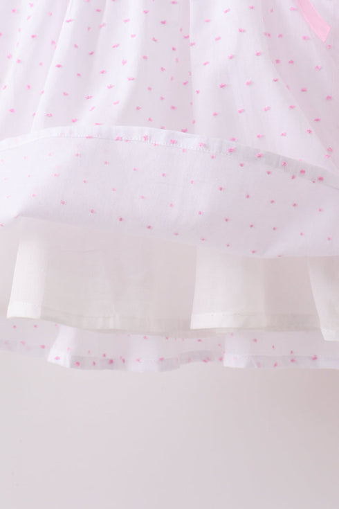 Pink Bow Smocked Swiss Dot Shorts Set