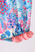Pink tropical floral print ruffle bow bubble